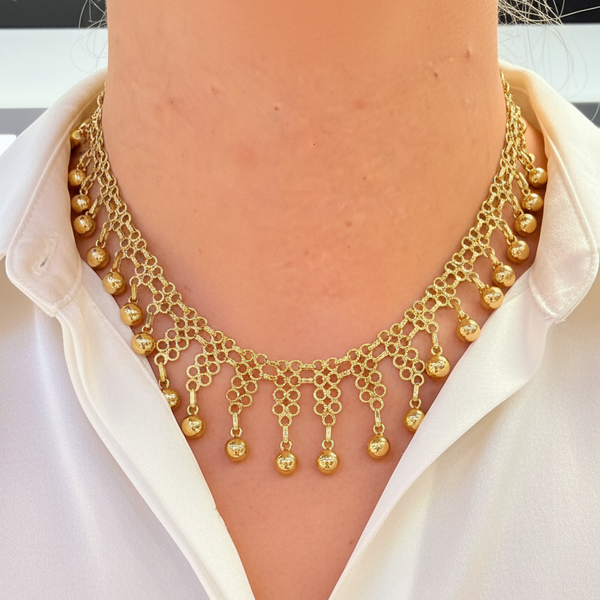 Collier Ras du Cou Maille Fantaisie en Or Jaune 18k