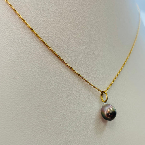 Collier Princesse en Or Jaune 18 carats avec Perle Tahiti - 3.68 Grs