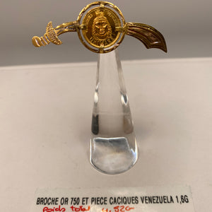 Broche en or jaune 18 carats – 4,8 x 1,7 cm