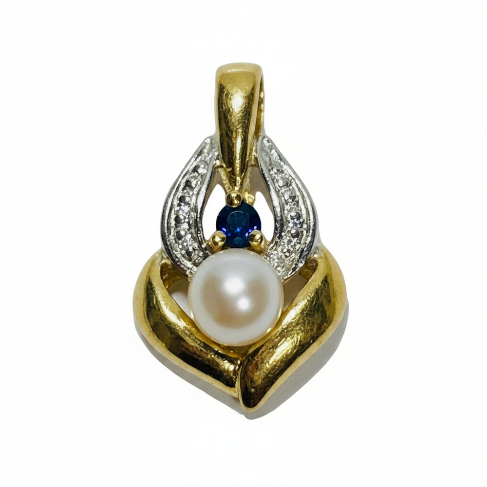 Pendentif Or 750/1000, Saphir et Perle 18K - 0.85Grs