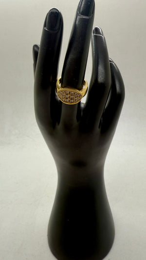 Bague Tank en Or Jaune 18 Carats avec Oxyde de Zirconium - T 56