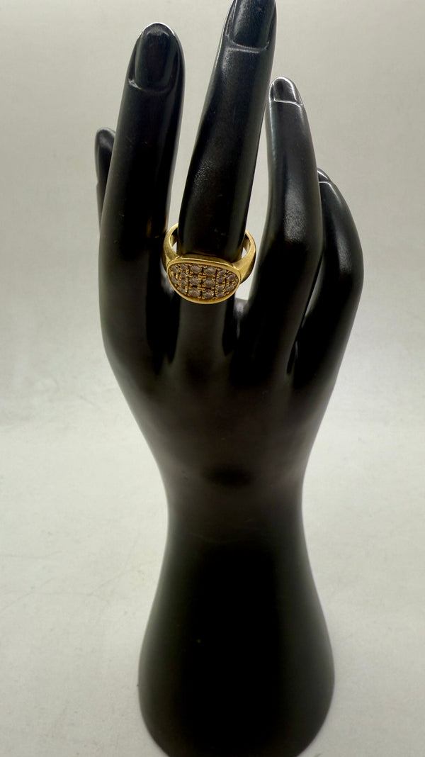 Bague Tank en Or Jaune 18 Carats avec Oxyde de Zirconium - T 56