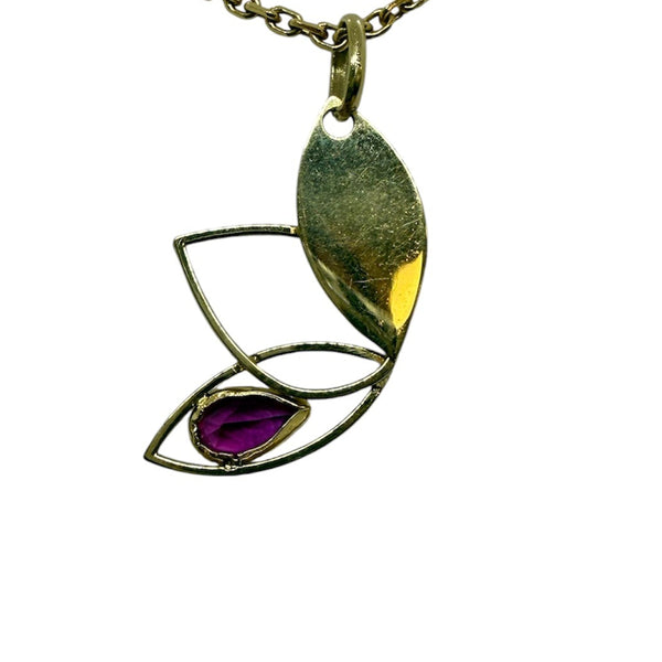 Pendentif fantaisie en or jaune avec pierre rouge 18K - 0.60 G