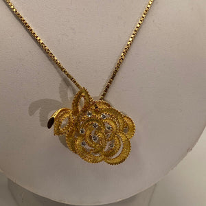 Pendentif broche en Or jaune 18K avec diamants 3mm