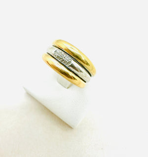 Bague 3 ors avec éclats de diamants