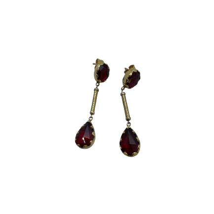 Boucles d’oreilles pendantes en or jaune 18 K avec grenats