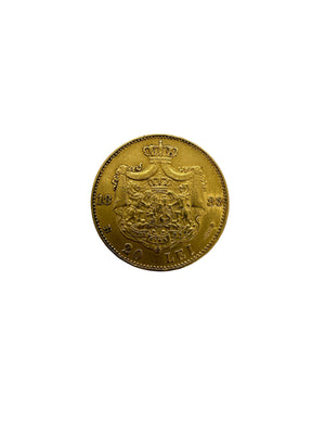 Pièce rare en or 20 lei de Roumanie (1883-1890) 6.42 Gr
