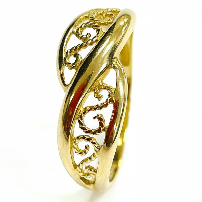 Bague Filigrane Or Jaune 18k - Taille 49 - 1.74gr