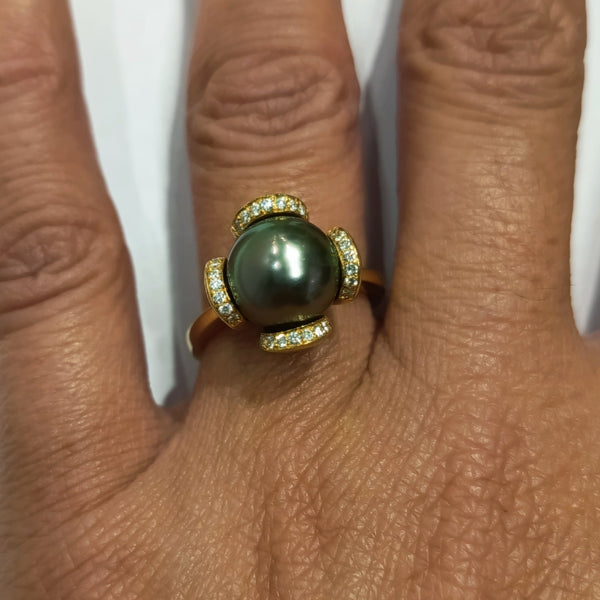 Bague Fleur en Or Jaune 18 K