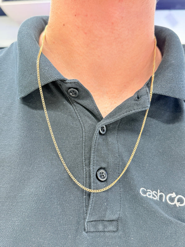 Collier Sautoir en Or Jaune 18k - Maille Forçat Plate