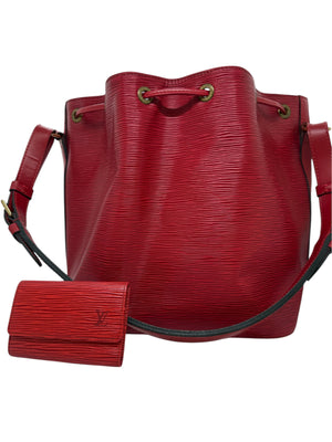 Sac Louis Vuitton Noé en cuir rouge, très bon état