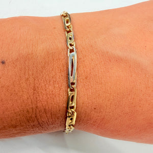 Bracelet Maille Fantaisie Or Jaune et Blanc 18k
