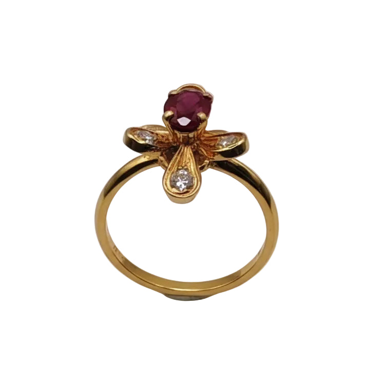 Bague Marguerite en Or Jaune 18 K - Taille 53 - 3.88 G