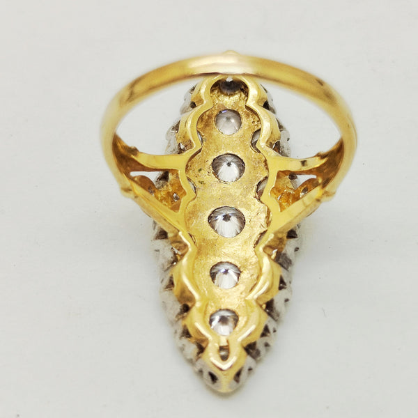 Bague marquise en or jaune 18K Taille-52