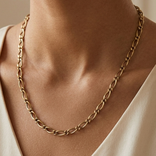 Collier Princesse Or Jaune Maille Figaro 18K - 42.5cm - 4.65gr