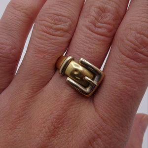 Bague Tank en Or Jaune et Or Gris 18K - Taille 59