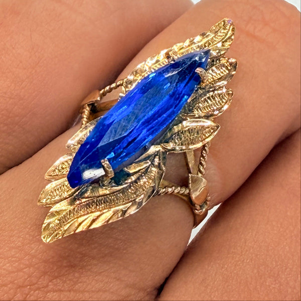 Bague Marquise Or Jaune 14 K - Taille 53