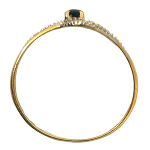 Bague en or jaune avec saphir diamant