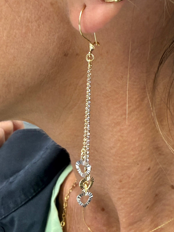 Boucles d'oreilles pendantes en or Jaune et Blanc 18k - 3.49 G