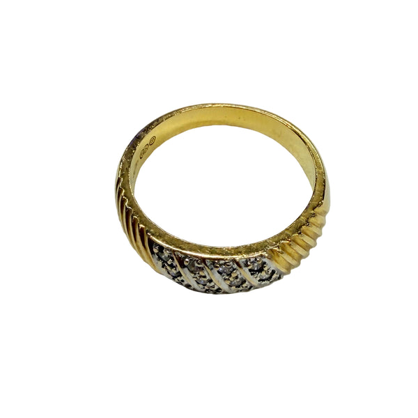 Bague empierrée en Or Jaune & Blanc 18k