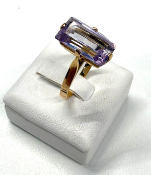 Bague en Or Jaune 18K et Améthyste T.52
