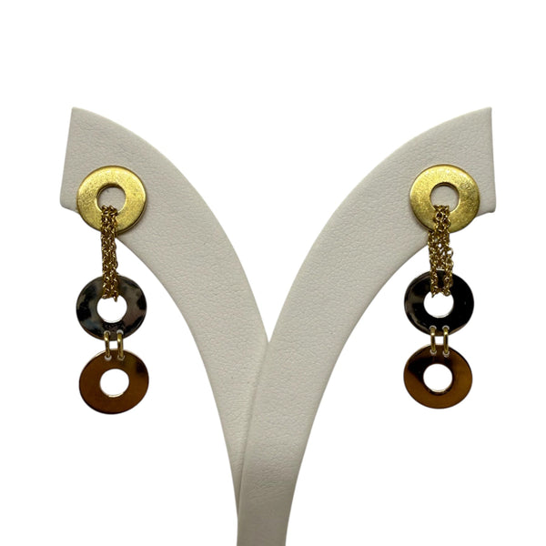 Boucles d'oreilles Pendantes en Or Jaune et Or Blanc