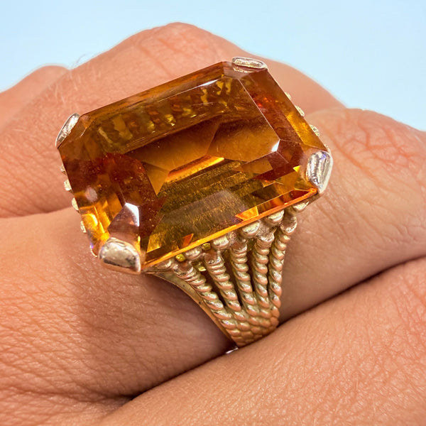 Bague en Or Jaune 18K avec Citrine - Taille 63