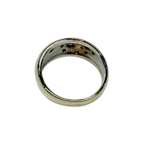 Bague Jonc Or Blanc avec Diamants et Saphir 18k
