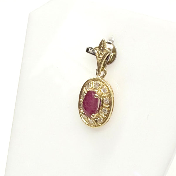 Pendentif Or Jaune 18k Rubis et Diamants - 1.24 G