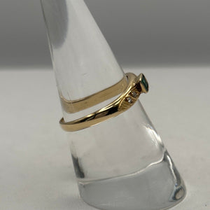 Bague émeraude et diamants en Or 18K T.55