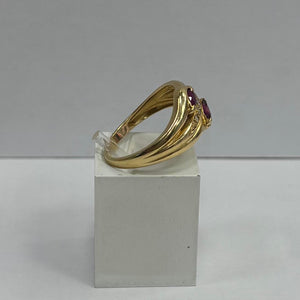 Bague en Or Jaune 18 Carats avec Rubis et Diamants