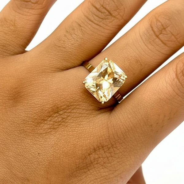 Bague Solitaire Or Jaune 18 Carats, Oxyde de Zirconium