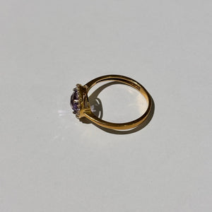 Solitaire Or Jaune 18 Carats avec Améthyste et Oxyde de Zirconium