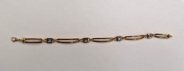 Bracelet Maillon Forçat Or Jaune 18 Carats avec Topaze