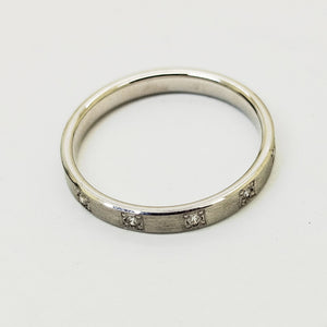 Superbe Bague Alliance en Or Blanc 18K Diamants- Taille 52 - 3.39g