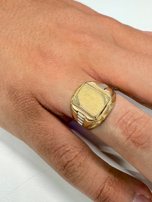 Chevalière en Or Jaune et Blanc 18k T61