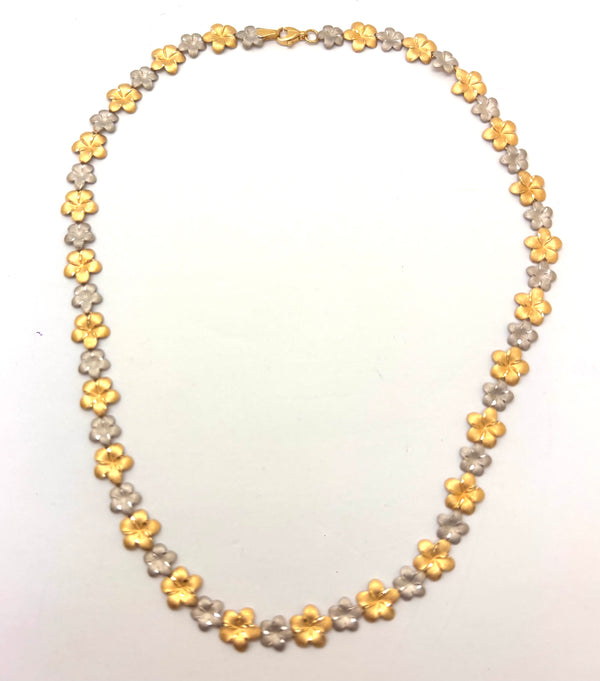 Collier Fleur de Tiaré en Or jaune et blanc 18K - 43Cm- 9.86g