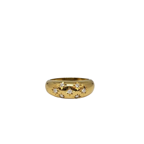 Bagues en or jaune 18k avec 7 diamants 0.07 carats chacun - T 63.5