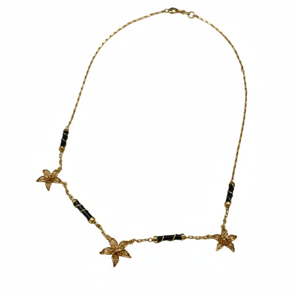 Collier Princesse Fleur en Or Jaune 18k avec Corail