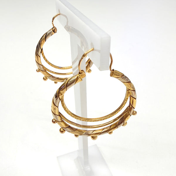 Boucles d'oreilles créoles 18k or jaune et blanc