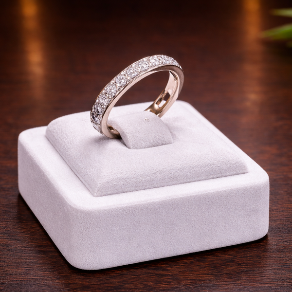 Bague Demi Tour en Or Gris 18K - Taille 50 - 1.79G