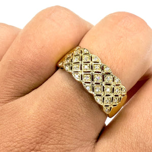 Bague en Or Jaune 18k avec Diamants - T 59