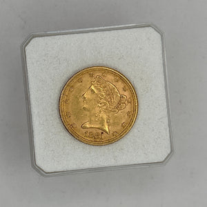 Pièce rare en or 5 Dollars US de 1881