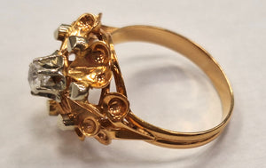 Bague vintage en Or jaune 18K avec topaze