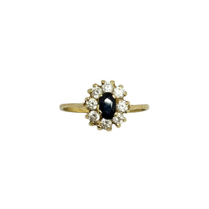 Bague Marguerite Or Jaune avec Oxyde de Zirconium et Saphir 18k
