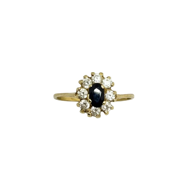 Bague Marguerite Or Jaune avec Oxyde de Zirconium et Saphir 18k