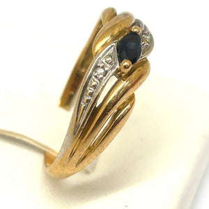 Bague Saphir Diamantée Or Jaune/Blanc 18K