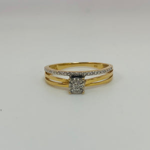 Bague Solitaire Or Jaune 18K avec Diamants T.53