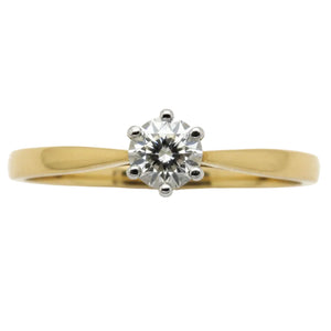Bague Solitaire Or Jaune 18K avec Zirconium - T57 - 1.04gr