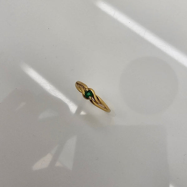 Solitaire en Or Jaune 18K - Taille 54 - 0.89G